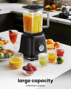 Professional Blender For Smoothies, 58 Oz Glass Jar, Glass Blender Including Puree & Crush Ice Functions, 750 Watts (Black)