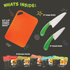 MasterChef Junior Kids Knife & Cutting Board Set- Includes Real Cutting Tools and 15 Cooking Baking Recipes- Silicone Non Slip Grip for Easy Use & Food Safe for Children- Party Activity Supplies Gift