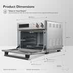 VAL CUCINA Infrared Heating Air Fryer Toaster Oven, Extra Large Countertop Convection Oven 10-in-1 Combo, 6-Slice Toast, Enamel Baking Pan Easy Clean with Recipe Book, Black Matte Stainless Steel