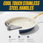 Gotham Steel 15 Pc Ceramic Pots and Pans Set Non Stick, Kitchen Cookware Sets, Pot and Pan Set, Ceramic Cookware Set, Non Toxic Cookware Set, Non Stick Pots and Pan Set, Dishwasher Safe - Navy