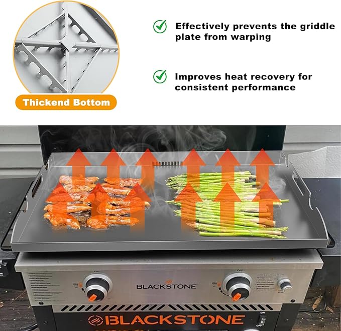Upgrade Flat Top Griddle Insert for Blackstone 28 Inch Tabletop Griddle Powder Coated Steel Grill Cooking Plate Replacement Parts w/Rear Grease System for 1517 1883 1924 1853 1963 1885 1856 1605 1803