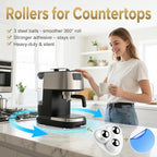 Self Adhesive Caster Wheels for Countertop - Furniture Sliders & Appliance Rollers for Kitchen, Coffee Machine, Blender, Oven - Easily Solves the Problem of Desktop Sliding (White, 24pcs)