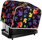 JEOCODY Colorful Mushroom Toaster Cover - Fabric Quilted 2 Slice Appliance Dust-proof and Fingerprint Protection for Kitchen Small Appliances
