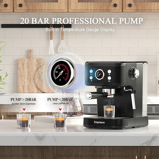 Empstorm Espresso Machine 20 Bar with Steam Milk Frother, Espresso maker Compatible for NS Original Capsules 2 IN 1 expresso maker, Professional Cappuccino Expresso Machine for Home and Office