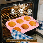 2 Pack Silicone Muffin Pan for Baking, Regular Size Nonstick Cupcake Pan, 6-Cup Silicone Muffin Tin BPA Free Dishwasher Safe, Great for Muffin Cupcake Brownie Egg Tart