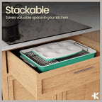 Bakken 8-Piece Stackable Bakeware Set - Ceramic Non-Stick Coating, Baking Sheets, Assorted Baking Pans, PTFE, PFOA & PFOS Free - Healthy Baking, Ergonomic Handles, Cooling Rack, Non-Toxic, Oven-Safe