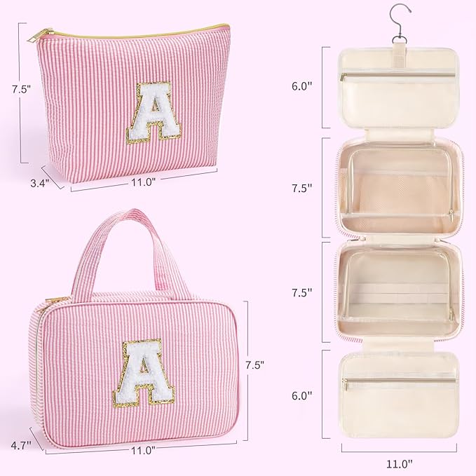 YOOLIFE Graduation Gifts for Her - Hanging Toiletry Bag for Women, Travel Toiletry Bag Makeup Bag, Personalized Travel Essentials for Women - Letter G, Blue