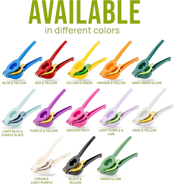 Zulay Kitchen Metal 2-in-1 Lemon Squeezer - Sturdy Max Extraction Hand Juicer Lemon Squeezer Gets Every Last Drop - Easy to Clean Manual Citrus Juicer - Easy-Use Lemon Juicer Squeezer - Blue/Purple