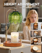 Candle Warmer Lamp with Timer Dimmable, Adjustable Height, Birthday Gifts for Women Mom, House Warming Gifts New Home Room Decor, Christmas Gifts,Wax Warmer Lamp for Jar Candles with 2 Bulbs