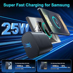 Super Fast Charger Type C, 25W USB C Wall Charger Fast Charging for Samsung Galaxy S25 Ultra/S25/S25+/S24+/S24 Ultra/S24/S24+/S23 Ultra/S22 Ultra/S21 Ultra with 12FT Long Type C Charger Cable 2Pack