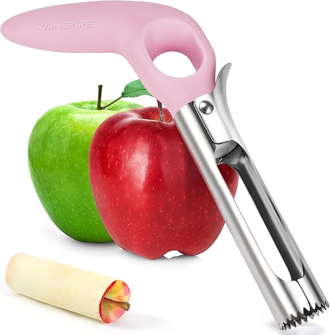 Rainspire Apple Corer Tool Kitchen Apple Core Remover Stainless Steel Comfortable Nonslip Handle, Dishwasher Safe (Pink)