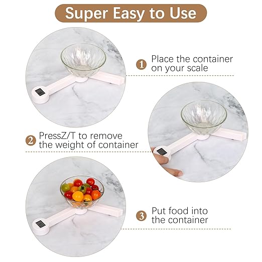 Compact Folding Digital Kitchen Scale, Highly Accurate Portable Food Scale with LCD Display, Auto Power Off and Tare Features, for Measuring Intake of Healthy Eating People (White)