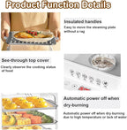 Food Steamer,40l,360° Steam Cycle Electric Steamer,with 3 Stainless Steel Steaming Plates,A Pair of Heat Insulating Gloves,12 Hour Reservation,6 Preset Modes