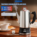 APOXCON Electric Coffee Percolator Stainless Steel Coffee Maker with Clear Brew Progress Tough Glass Knob and On/OFF Switch Classic Coffee Pot with Keep Warm & Cordless Serve No Aluminum (12 Cup)