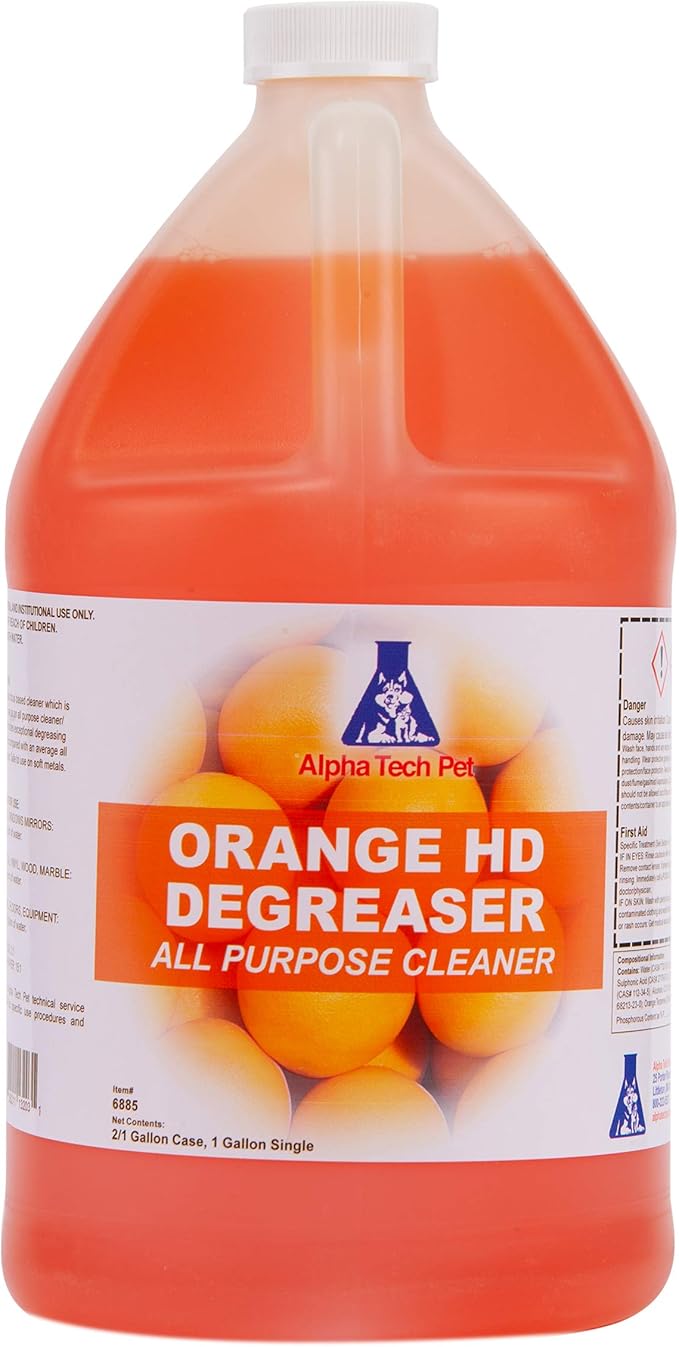 Orange HD Degreaser - Citrus Heavy Duty Degreaser and Cleaner for Tough Stains and Grease, Fast-Acting, Non-Corrosive Cleaner, 1 Gallon by Alpha Tech Pet