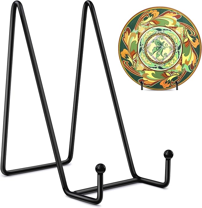 Mocoosy 2 Pack 6 Inch Display Stands for Plate - Black Metal Iron Easel Plate Holder Stands Frame Holders for Displaying Photos, Pictures, Decorative Plate Dish and Tabletop Art