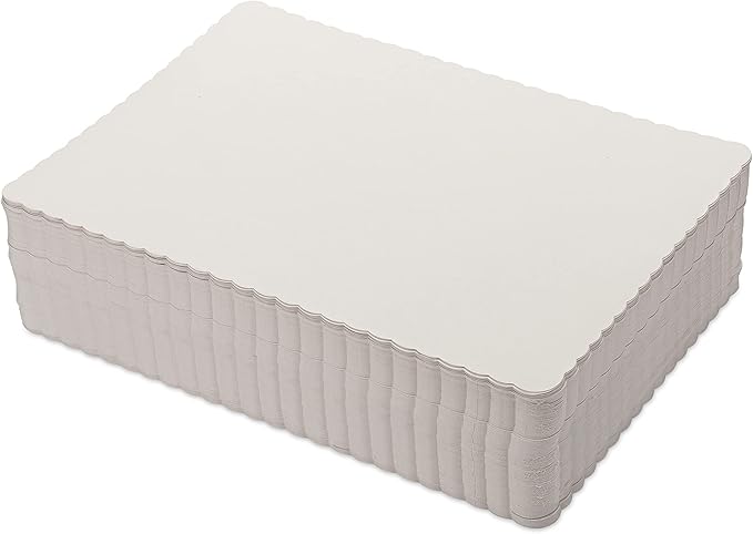 Paterson Paper 80607121009149 White Paper Placemats Disposable - 10" x 14" - Bulk 1000 Count - Scalloped Newsprint, Coloring Placemats for Kids
