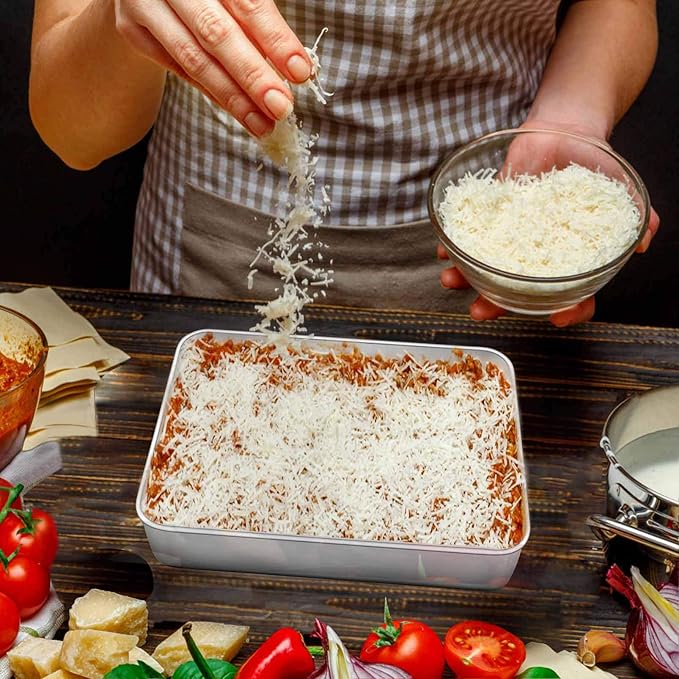 TeamFar Toaster Oven Pans, 10.5’’ x 8’’ Stainless Steel Small Bakeware with Rack & Lid for Baking Cooling Storing, Non-Toxic & Heavy Duty, Deep & Visible Lid, Dishwasher Safe-4 PCS