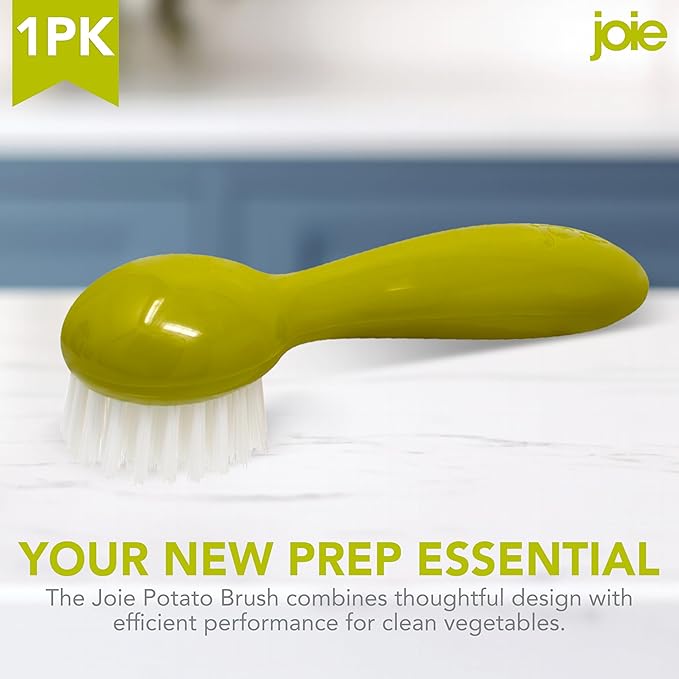 Joie Potato Scrub Brush, Ergonomic Easy Grip Handle, Ideal for Cleaning Vegetables and Fruits, Small and Compact, Handy Kitchen Gadget, BPA-Free, Dishwasher Safe, Green