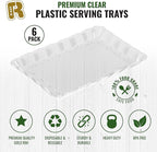 6 Pack Clear Plastic Serving Trays for Party, 9 x 13 Inch - Heavy Duty Plastic Trays for Food - Rectangular Party Serving Trays and Platters - Clear Disposable Trays