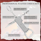 Ziliny 48 Pcs Bottle Opener Keychain Bulk Wine Bottle Beer Opener Keychain 3.27" Stainless Steel Corkscrew Waiter Corkscrew Wine Keyring Gifts for Christmas Bar Party Wedding Home (Silver)