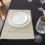 Cloth Placemats Set of 8, Linen Type Fabric Placemats Machine Washable Heat Resistant Placemats Wrinkle Free Thick Polyester Kitchen Place Mats for Dining Table (Beige)