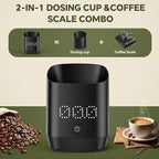 Digital Coffee Bean Dosing Cup for Espresso with LED Scale - High Precision Coffee Grounds Measurer, Barista-Strength Brewing Accessory & Perfect Coffee Lover Gift (Black, Sleek Design)