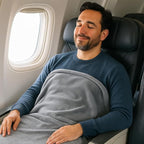 Comfort Fly Travel Blanket & Pillow – 2-in-1 Micro Plush Airplane Blanket with Carry Case (40" x 70") - Gray