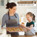 Wildone 2 Pack Half Sheet Baking Pans, Nonstick Baking Sheet for Oven, Thicker Carbon Steel Cookie Sheet 17.5x12 Inch, Heavy Duty & Easy Clean, Rose Gold