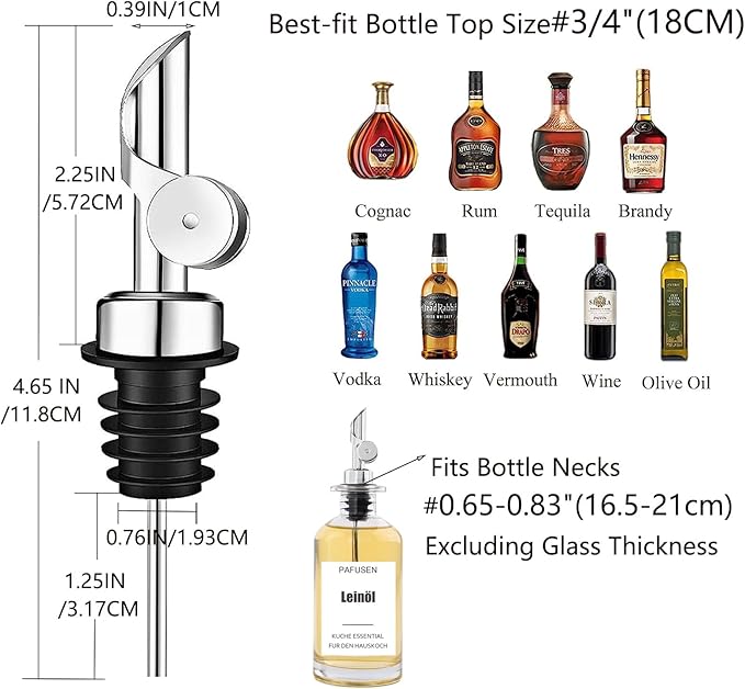 Pafuen Auto Liquor Pour Spout (4, Silver)