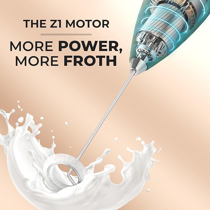 Zulay Kitchen Powerful Milk Frother Wand With 4 AA Duracell Batteries - Ultra Fast Handheld Drink Mixer - Electric Whisk Foam Maker for Coffee, Lattes, Cappuccino, Matcha & Creamer - Dark Green