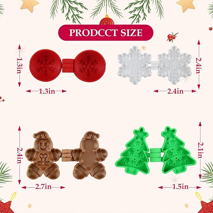 Mity Rain Christmas Cake Pop Mold Shapes Press Set, Christmas Tree & Snowflakes Snowball & Gingerbread Man Mold & Cakepop Stick, 3D Printed Cakepop Molds Cutter for Home Baking,Birthday Parties
