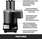 Waring Commercial WFP14SC 3.5 Quart Continuous Feed Food Processor, 1 HP Motor, Extra Large Feed Tube, Patented LiquiLock Seal Bowl System, Includes 3.5 Quart Clear Cutter/Mixer Bowl, Grating, Shredding, Slicing, Whipping Disc and a Standard S blade fo...