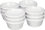 Winco Commercial-Grade Plastic Ramekin/Dipping Sauce Cup, Smooth, 6 Ounce, White (12 Pack)