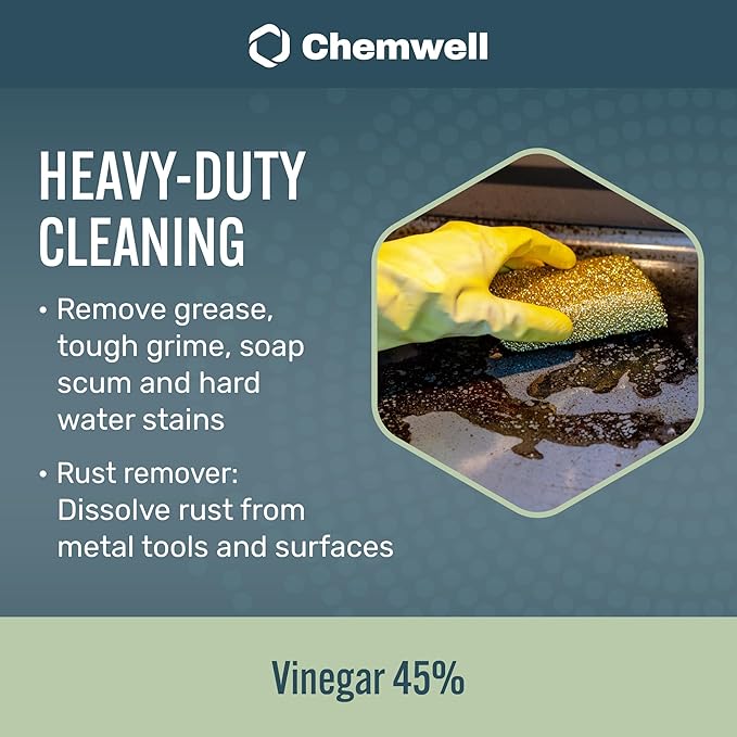 45% Vinegar (1 Gallon) - General Purpose All-Natural Multi-Surface Cleaner for Home, Patio & Commercial - High Performance, Powerful Concentrated Acetic Acid - Made in USA