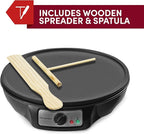 Elite Gourmet ECP-126 Electric Crepe Maker, Pancake, Hot Cakes and Non-stick Griddle with Spreader, Spatula and Recipes, 12", Black