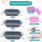 To encounter 44 Pieces Silicone Cake Pan Set, 3 Sizes Silicone Fluted Bread Pan with Reusable Baking Cups, Food Grade Baking Mold for Brownie, Bread, Muffin, Light Grey
