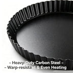Tart Pan Set, 10 & 9 Inch Tart Pans with 5 & 4 Inch Mini Tart Pans Removable Bottom, Quiche Pan Carbon Steel Heavy Duty Nonstick Pie Pan- Fluted Edges for Baking Fruit Tartets, Pastries