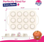 RICCLE Silicone Muffin Pans for Baking with Metal Reinforced Frame, 12-Cup Cupcake Pan, 2 Pcs Muffin Trays for Cupcake Baking, Tray Molds, Oven & Dishwasher Safe, BPA-Free (2 x Regular)