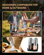 Gravity Electric Salt and Pepper Grinder Set with Rechargeable Base, 2-Speed Grinding Control Stainless Steel Pepper Mill Set with Adjustable Coarseness, LED Light & 176ml Large Capacity