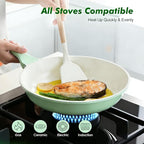 SENSARTE Nonstick Ceramic Frying Pan 12.5-Inch, Healthy Non Toxic Skillet, Induction Compatible Omelet Pan with Heat Resistant Handle, PFAS-Free, Mint Green