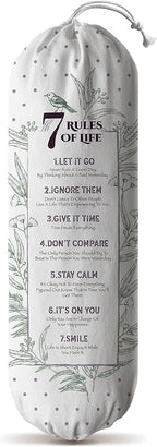 Hglian Inspirational Plastic Bag Holder,7 Rules of Life Grocery Bag Organizer Canvas Shopping Trash Bags Storage,Motivational Kitchen Décor,Gifts for Women