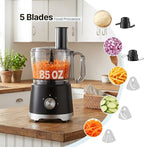 OLIXIS Food Processor 10.5 Cup, Vegetable Choppers with Slicing Shredding Chopping Kneading, Dishwasher Safe, Food Grinder, Stainless Steel Blades, for Smoothie Fruit Dough, 2.6QT, Black