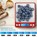 Digital Kitchen Scale, 3000g Pocket Cooking Scale with 0.1g Accuracy, Mini Food Scale, Pro Electronic Jewelry Scale with Back-Lit LCD Display, Tare & PCS Functions (Red, Batteries Included)