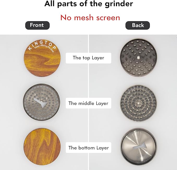 KINGTOP Grinder, Large 3" Spice Grinder (Wood Grain Brown)