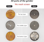 KINGTOP Grinder, Large 3" Spice Grinder (Wood Grain Brown)