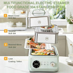 13.6Qt 2-Tier Electric Food Steamer, 8 Modes, Dry Protection, 24h Reservation and Timer, 4-8 Servings, Stainless Steel Electric Steamer for Vegetable Seafood (Green)