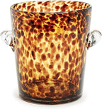 Two's Company Tortoise Print Ice Bucket, Glass, 9-inch Diameter, Bar Tools and Accessories