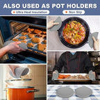 Silicone Trivet Mats - Walfos Heat Resistant Pot Holders Set, 4pcs 2 Sizes 7 Inch & 9 Inch, Multipurpose Non-Slip Hot Pads for Hot Pot, Hot Dishers, Jar Opener, Food Grade & BPA Free (Nordic Grey)