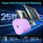 Super Fast Charger Type C, 25W USB C Wall Charger Fast Charging for Samsung Galaxy S25 Ultra/S25/S25+/S24+/S24 Ultra/S24/S24+/S23 Ultra/S22 Ultra/S21 Ultra with 6FT Long Type C Charger Cable 2Pack